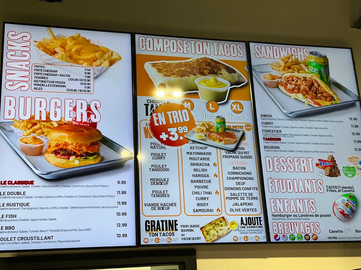 Menu, Sandwicherie Dwich