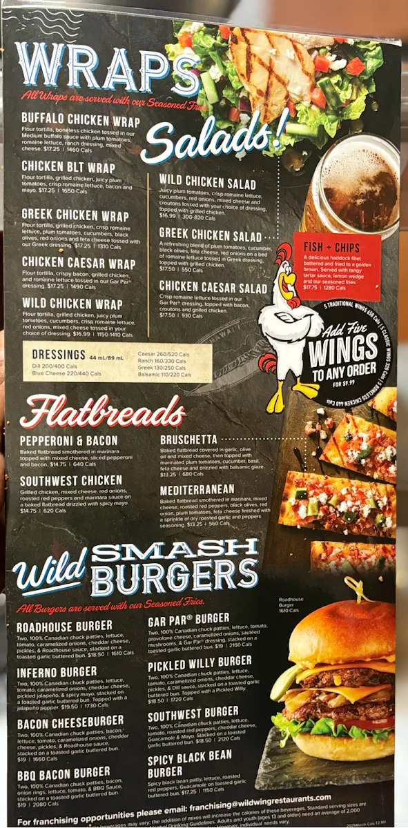Menu, Wild Wing