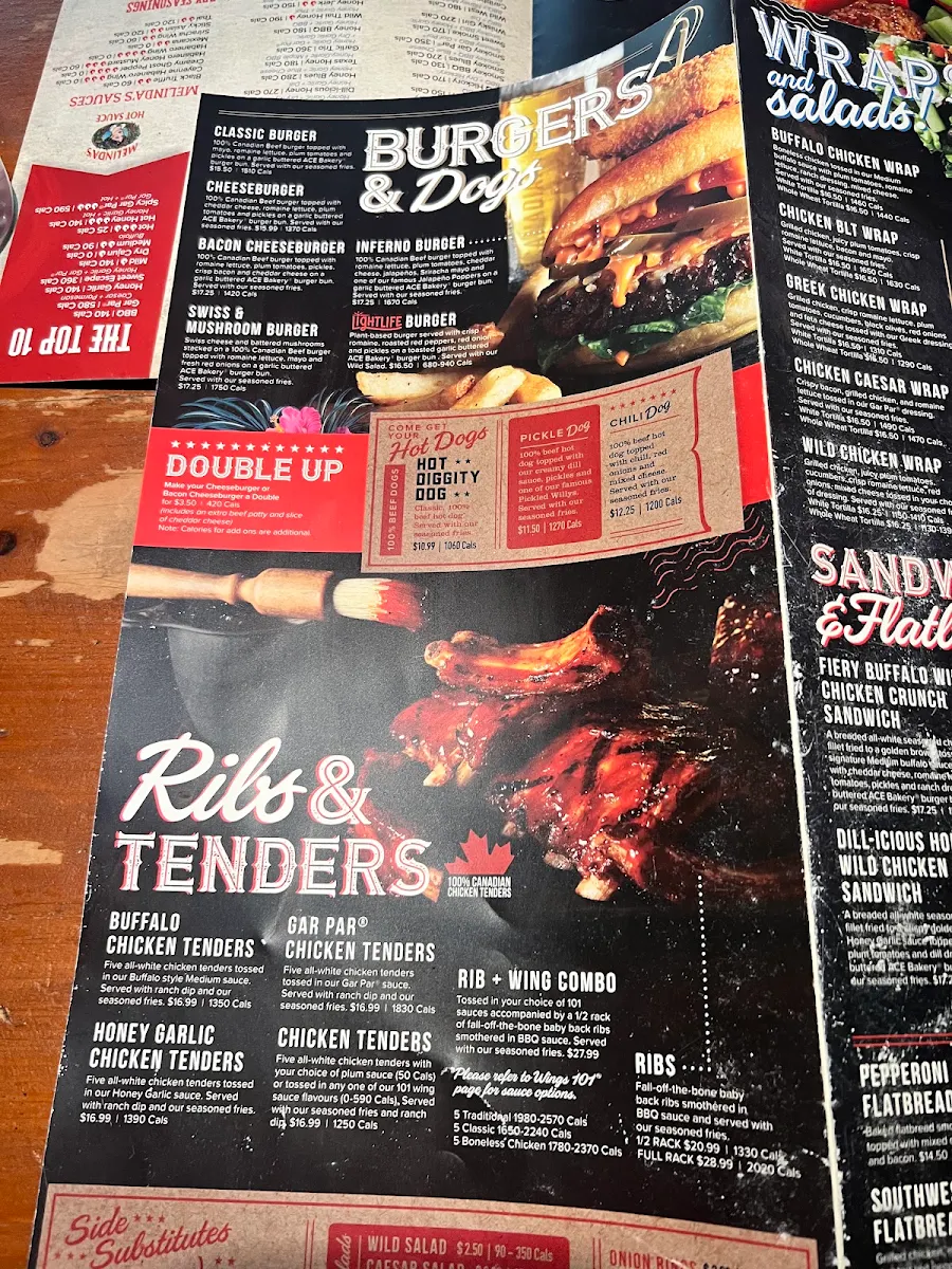 Menu, Wild Wing
