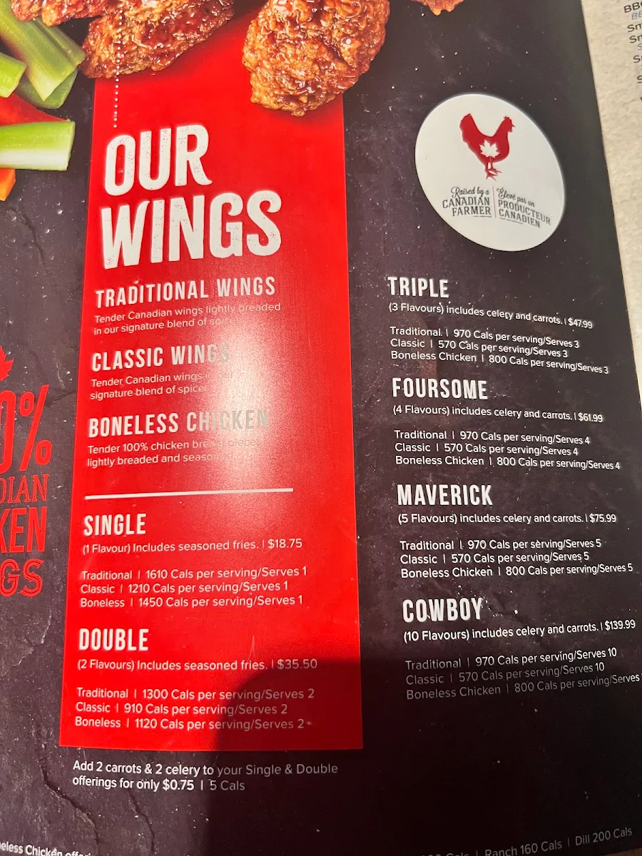 Menu, Wild Wing