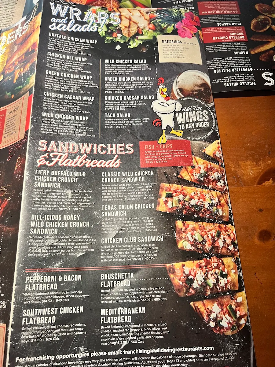 Menu, Wild Wing