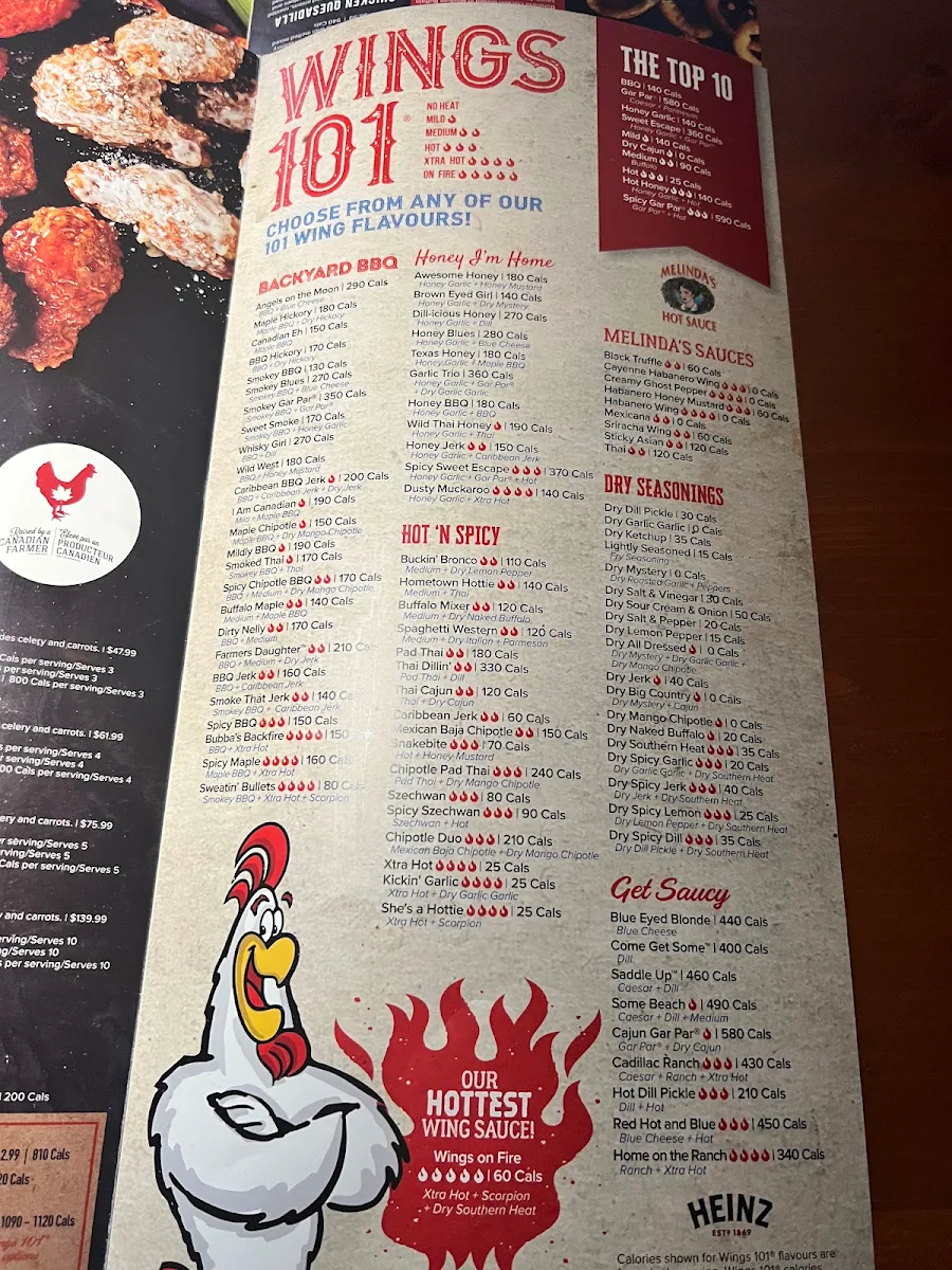 Menu, Wild Wing