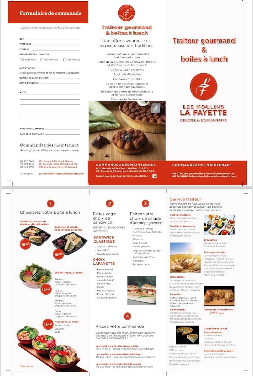 Menu, Les Moulins La Fayette