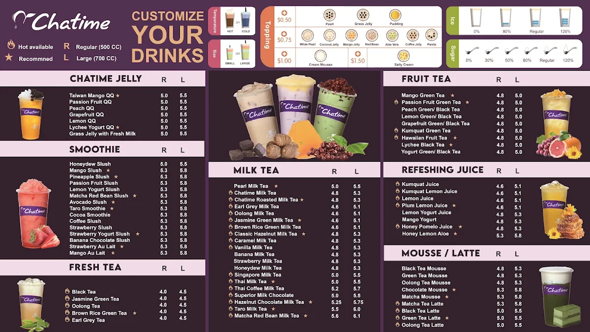 Menu, Chatime