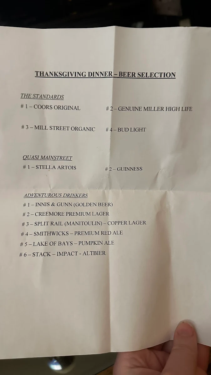 Menu, Mary-Ellen’s kitchen