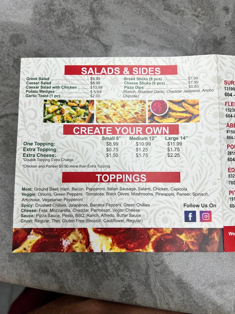 Menu, Pizza 64
