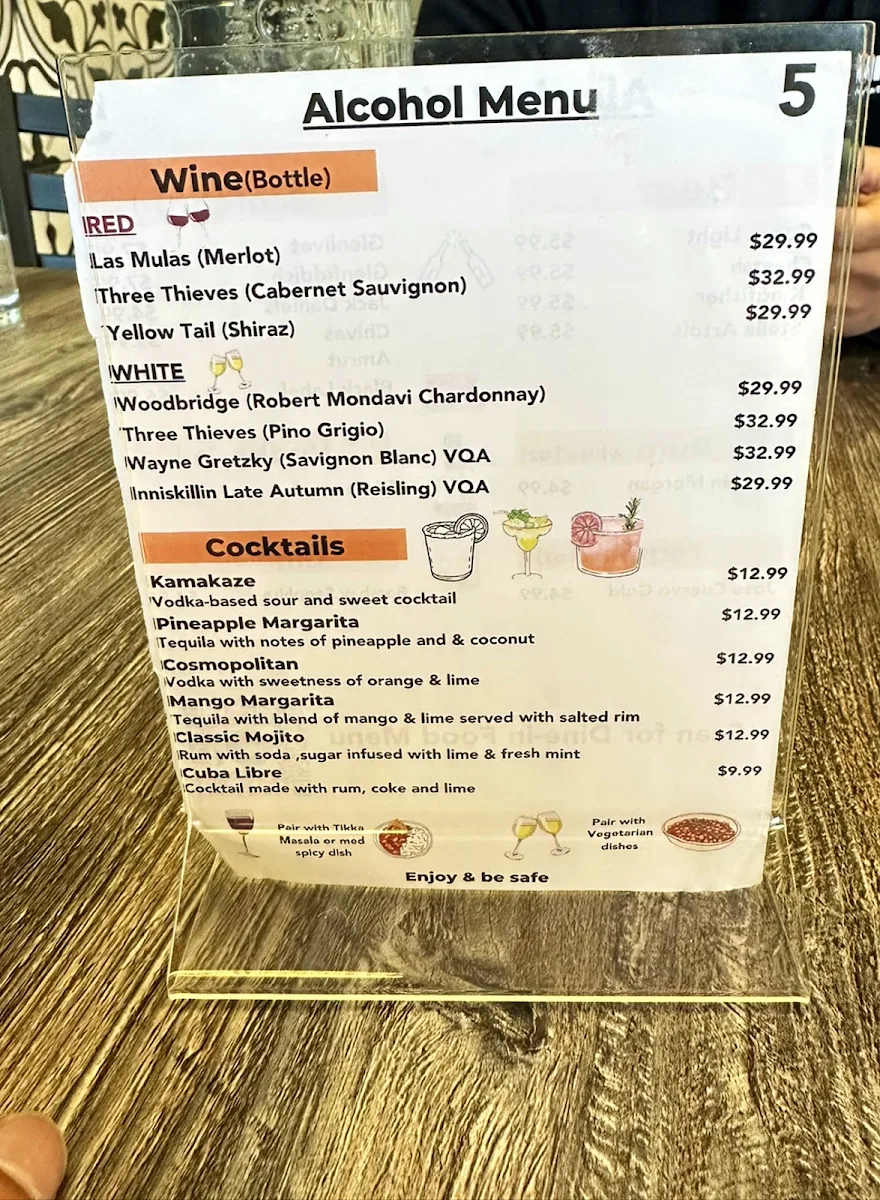 Menu, Milanu's Tandoori Grill