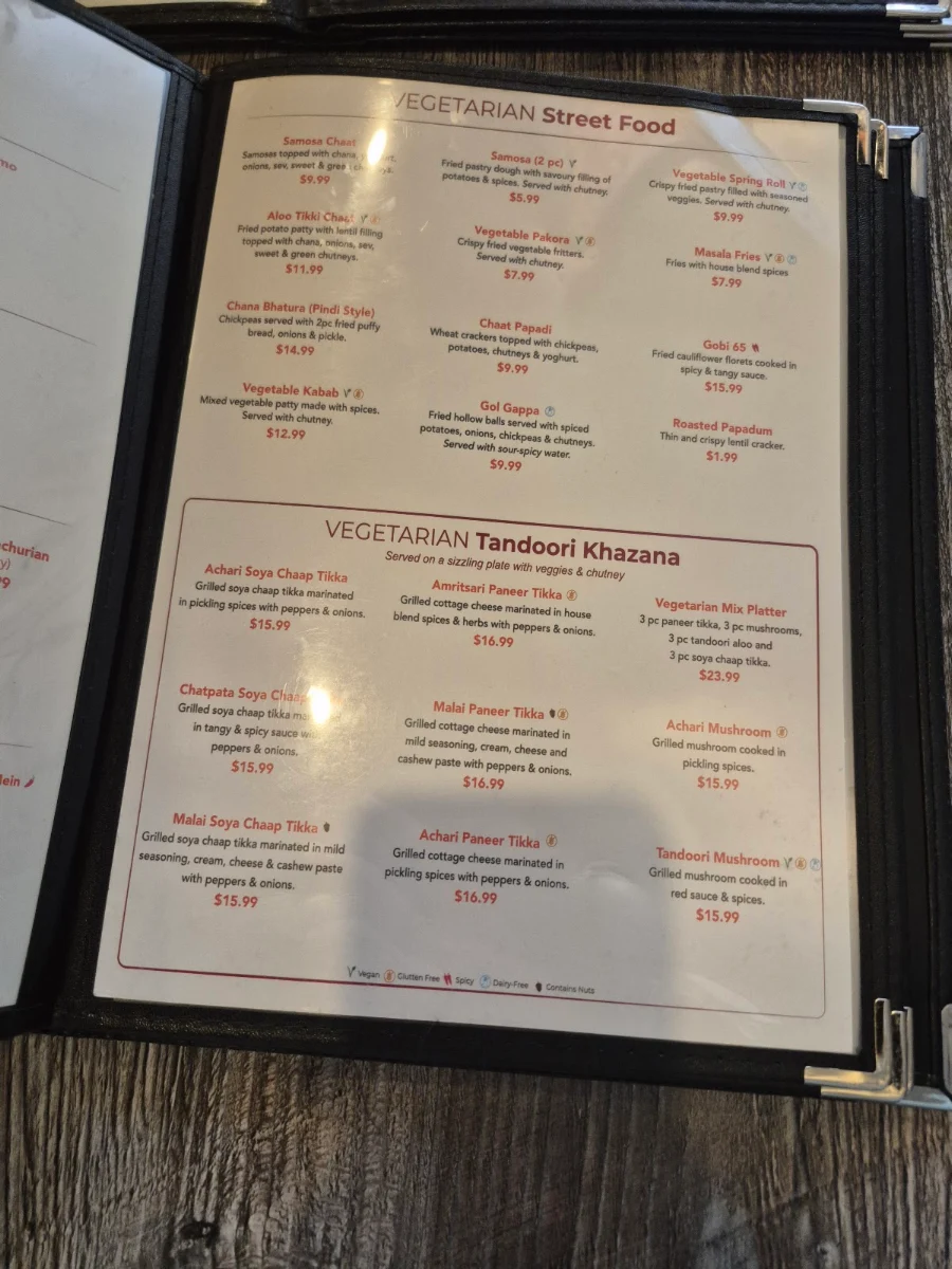 Menu, Milanu's Tandoori Grill