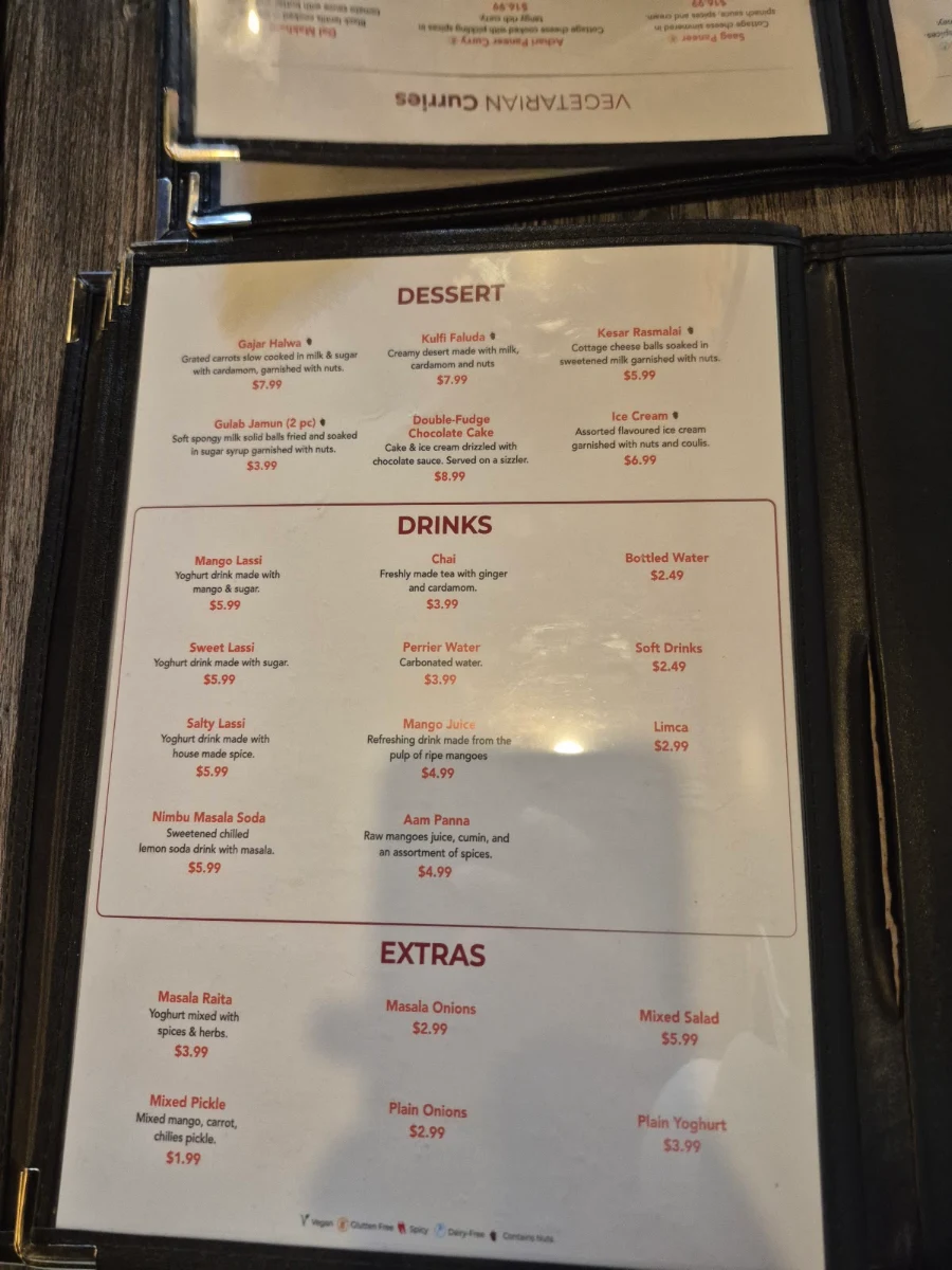Menu, Milanu's Tandoori Grill