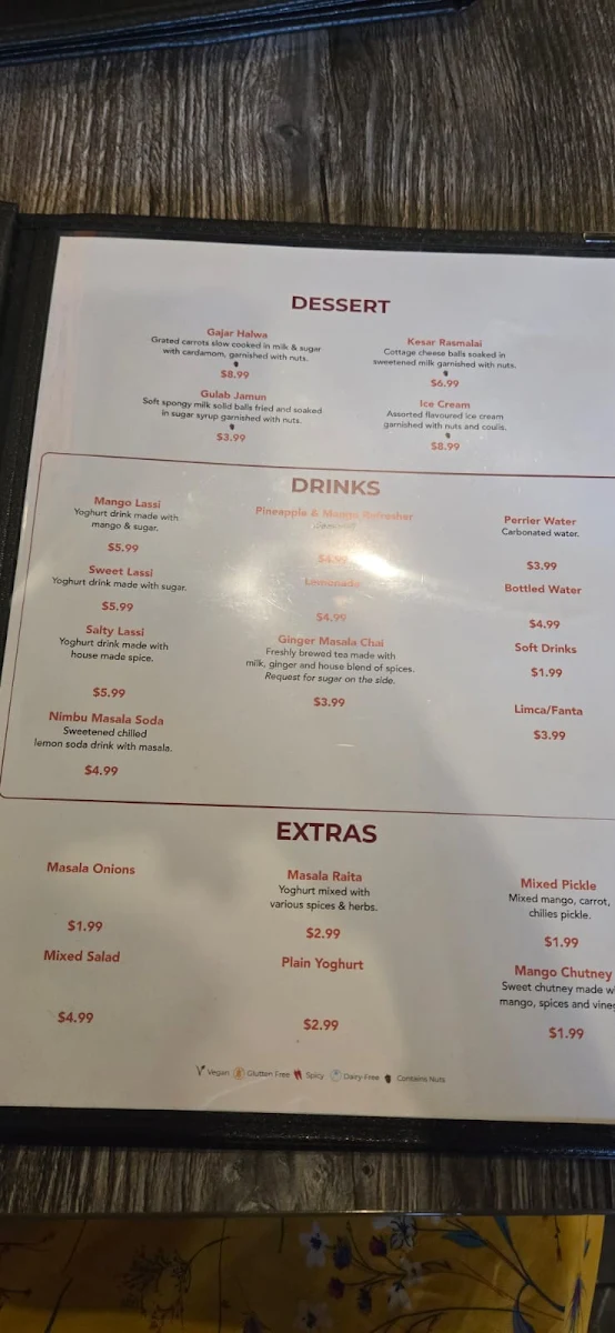 Menu, Milanu's Tandoori Grill