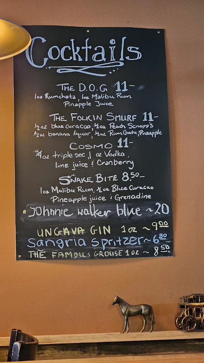 Menu, Chef Stan's Saloon