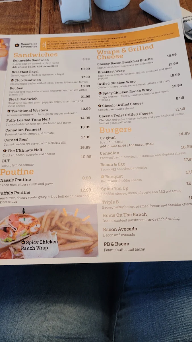 Menu, Sunnyside Grill Owen Sound