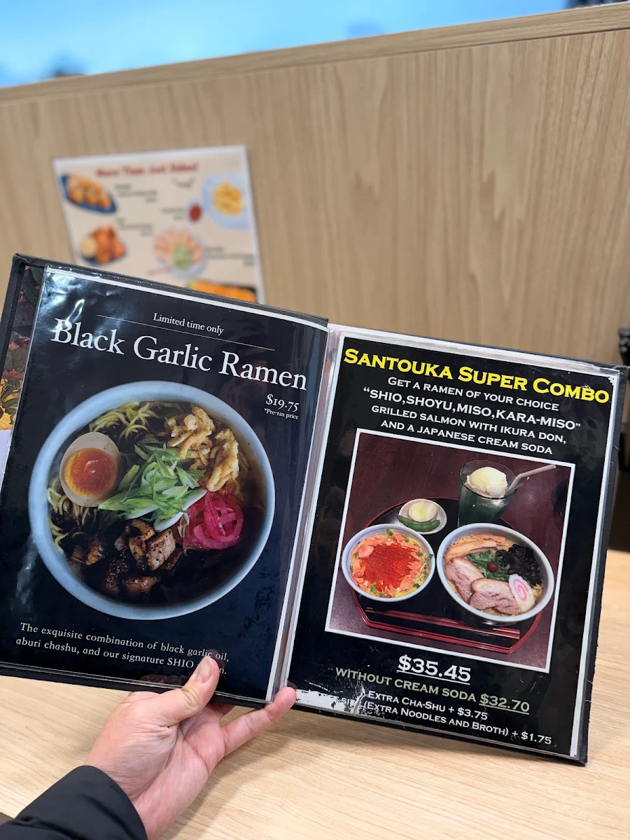 Menu, Hokkaido Ramen Santouka