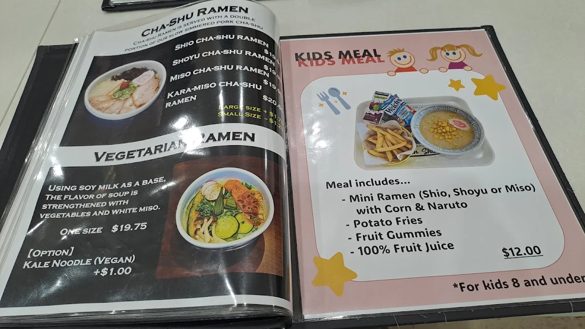 Menu, Hokkaido Ramen Santouka