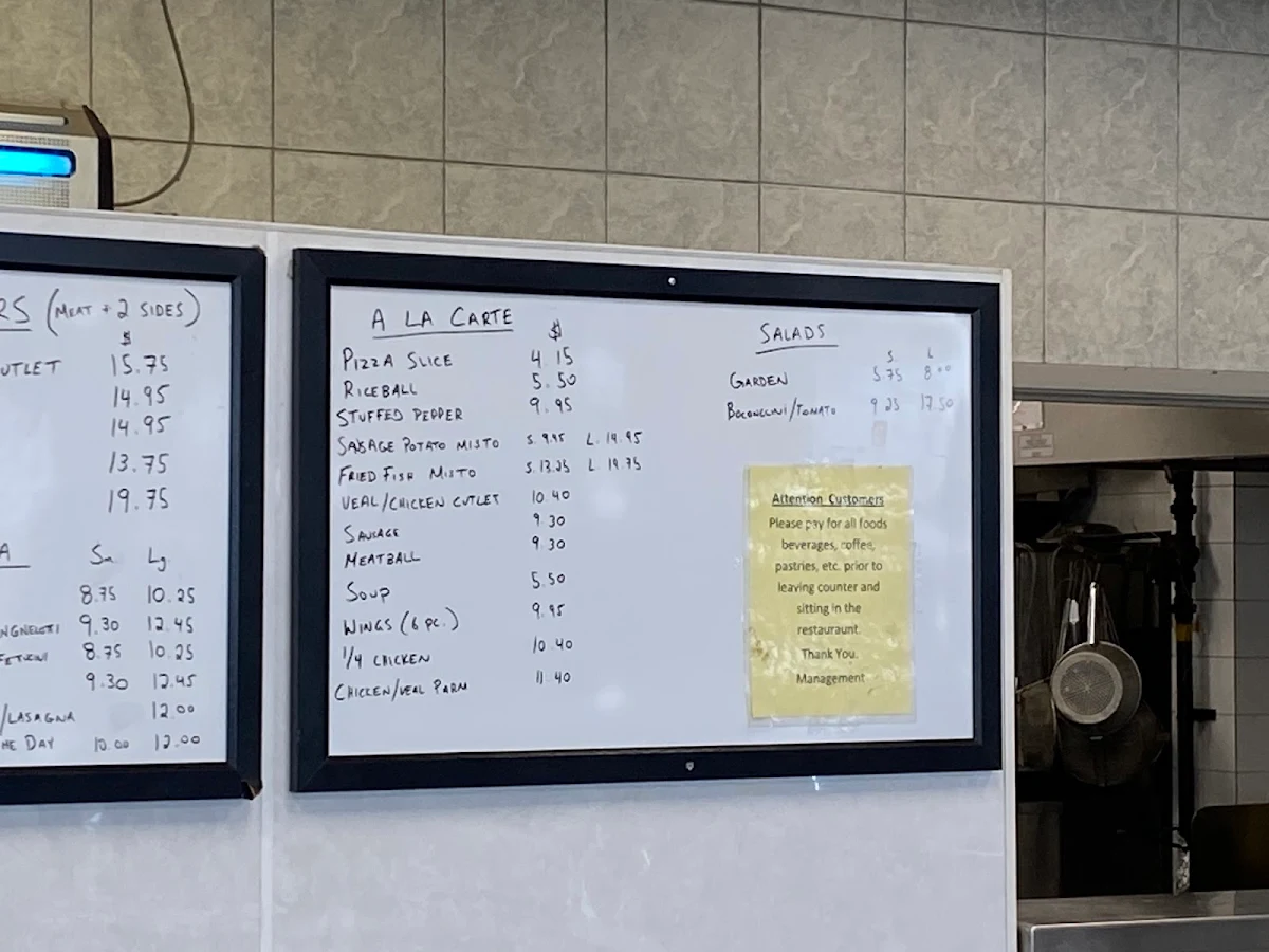 Menu, Nino D’Aversa Bakery
