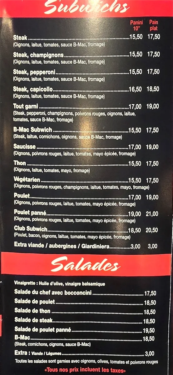 Menu, Cafe Danesi