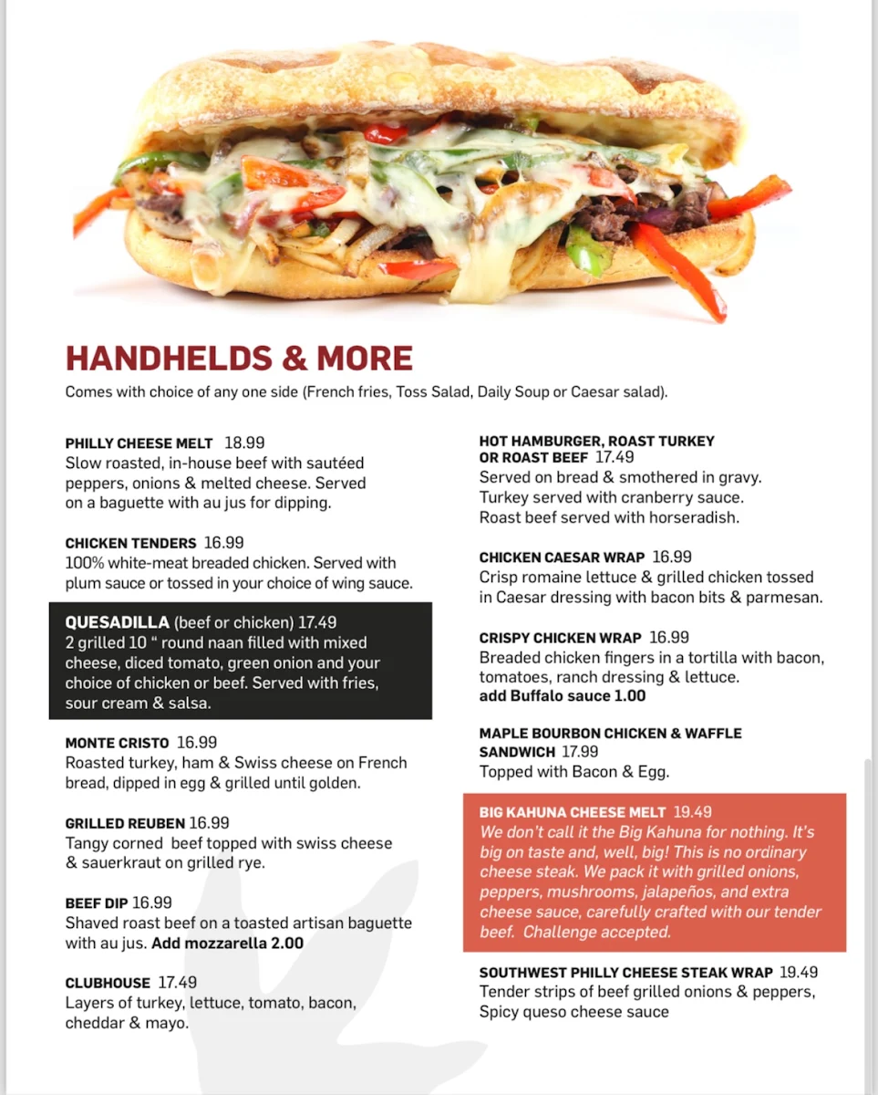 Menu, Yavis Family Restaurant & PropRoom Lounge