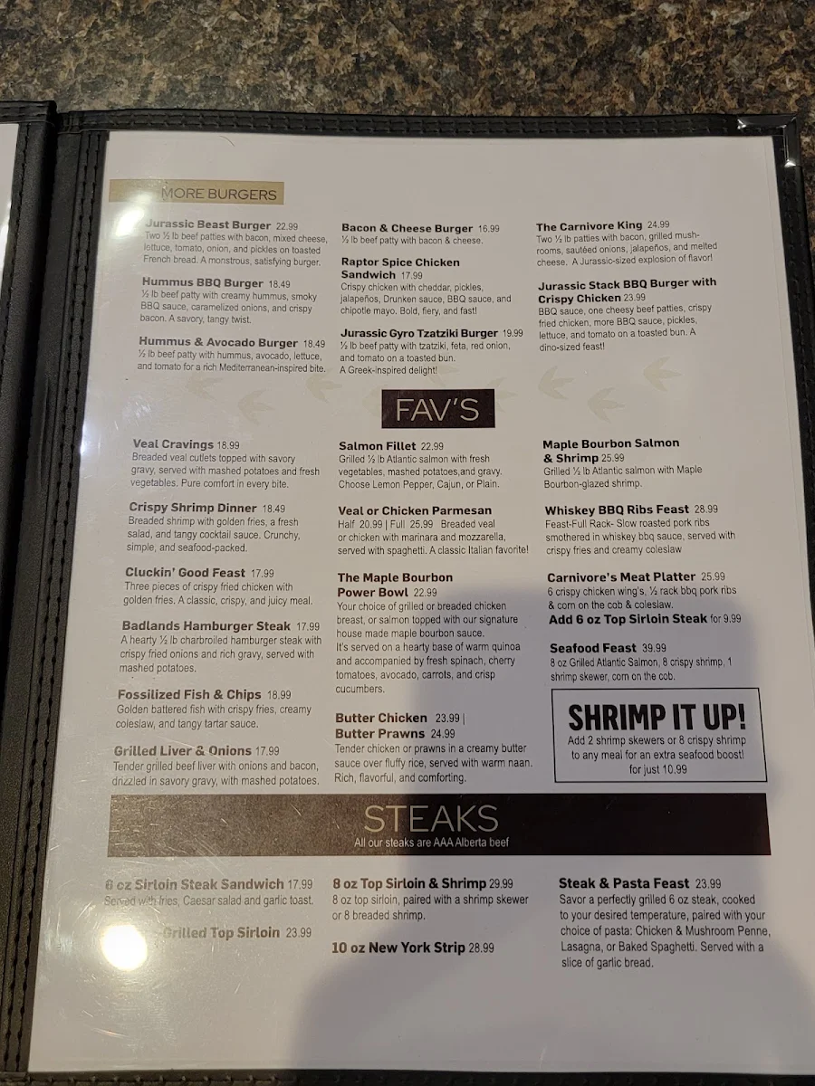 Menu, Yavis Family Restaurant & PropRoom Lounge