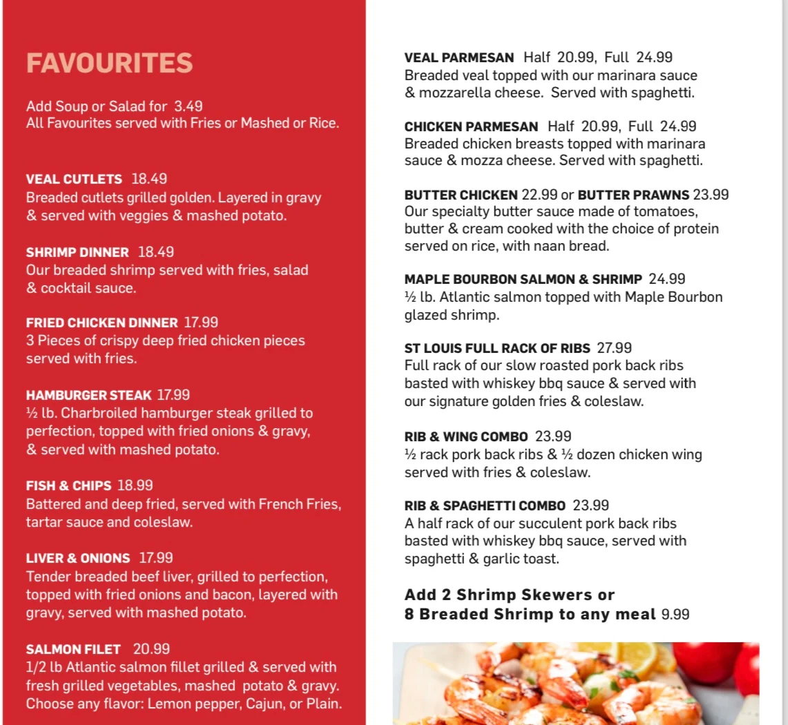 Menu, Yavis Family Restaurant & PropRoom Lounge