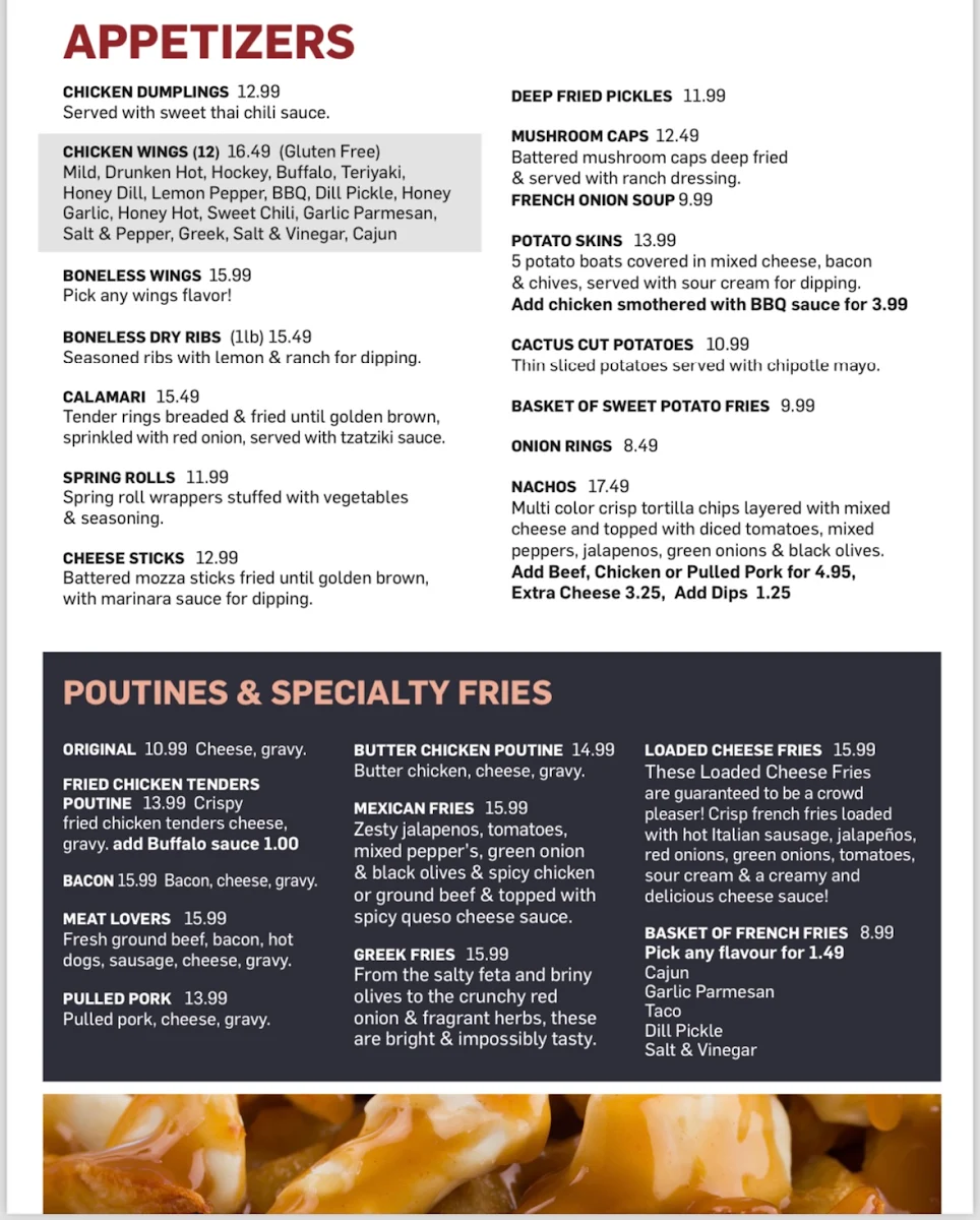 Menu, Yavis Family Restaurant & PropRoom Lounge