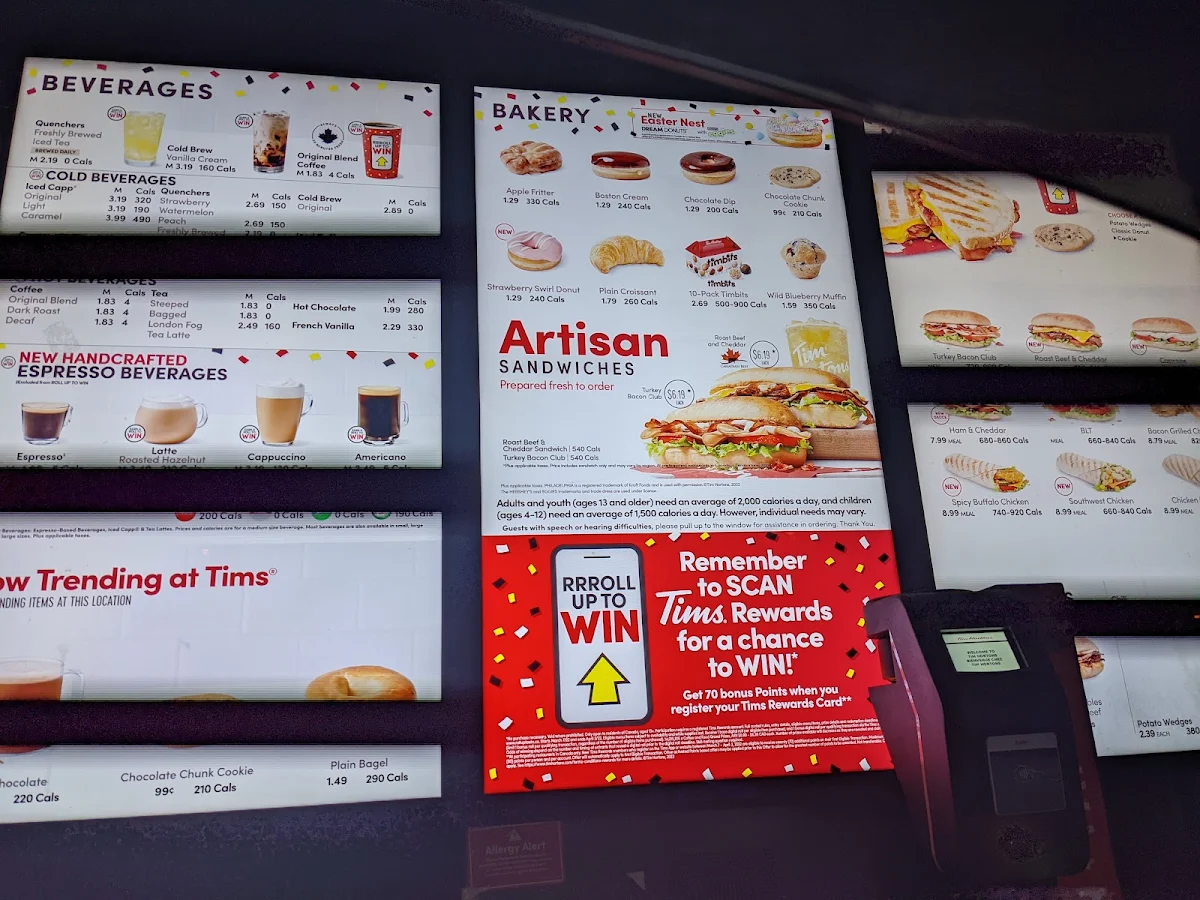 Menu, Tim Hortons