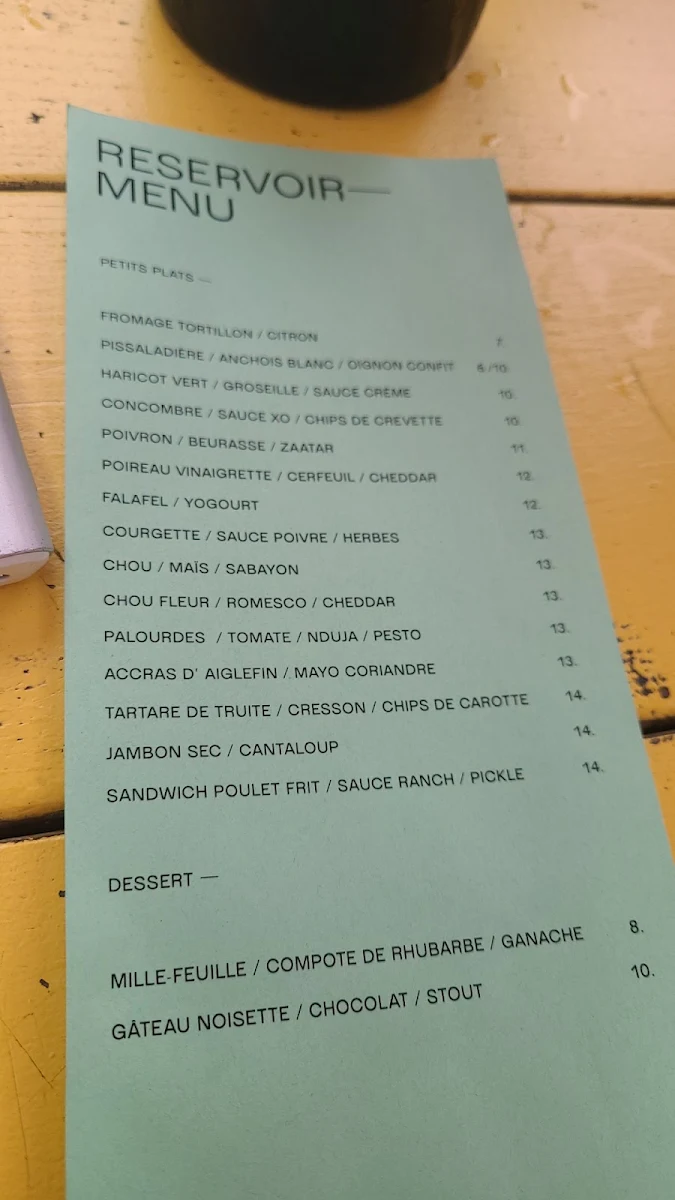 Menu, Réservoir - Brasseur