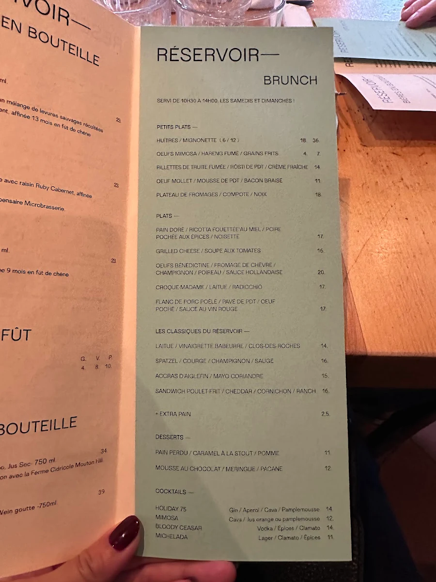 Menu, Réservoir - Brasseur