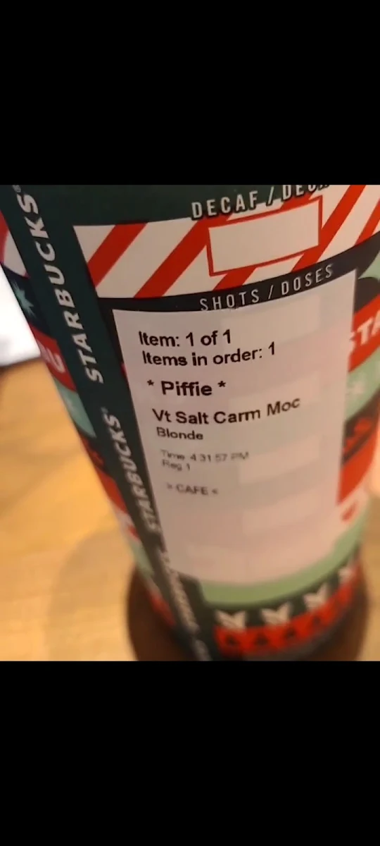 Menu, Starbucks Coffee Company
