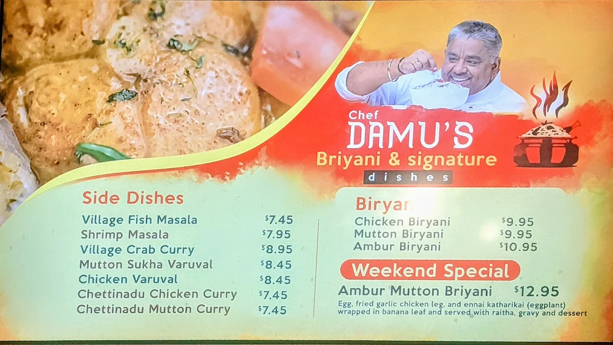Menu, Babu Takeout And Catering