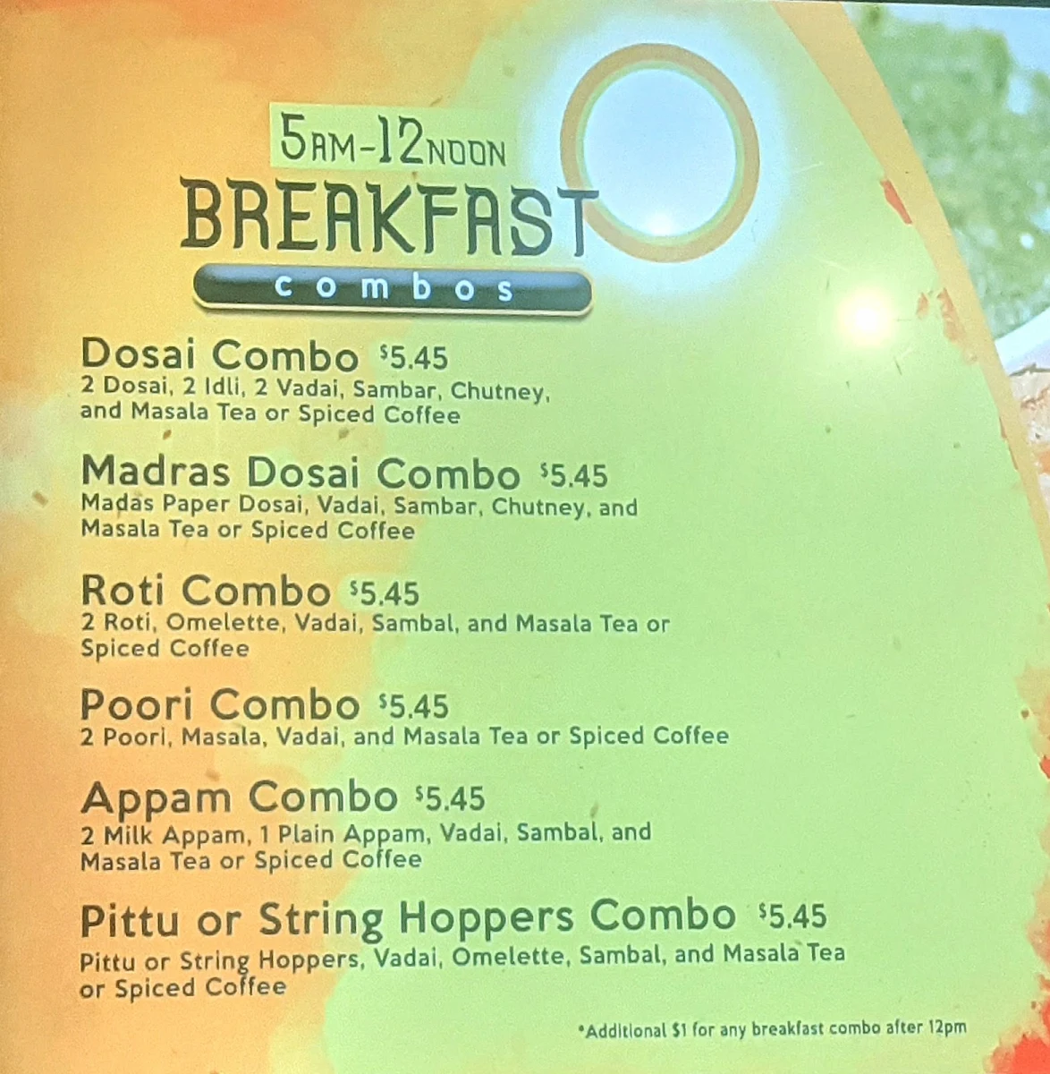 Menu, Babu Takeout And Catering