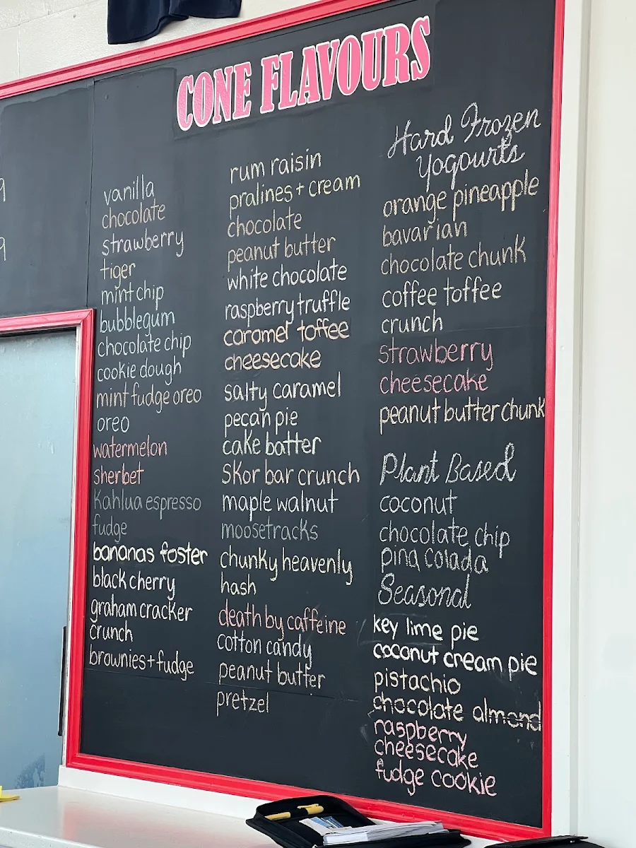 Menu, Avondale Dairy Bar