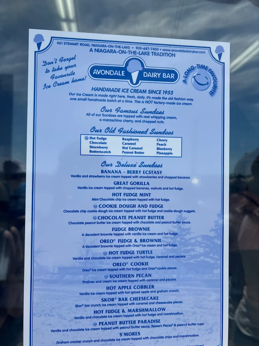 Menu, Avondale Dairy Bar