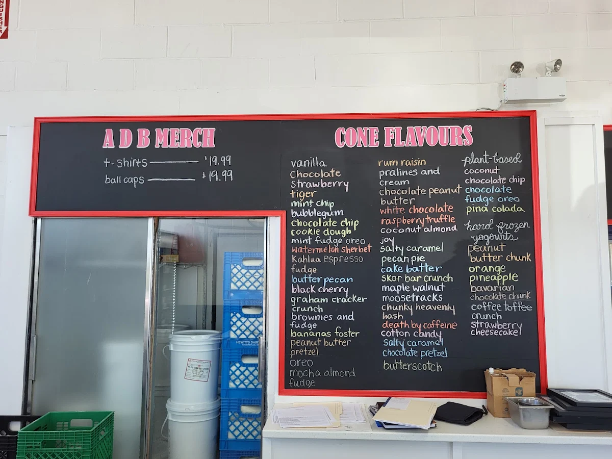 Menu, Avondale Dairy Bar