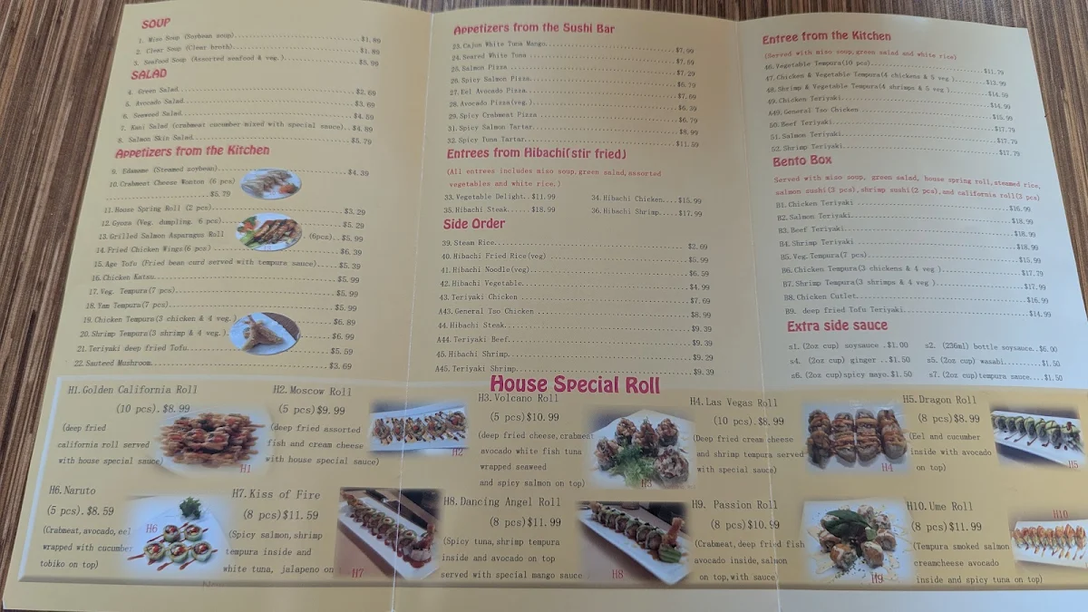Menu, Ume Fashion Sushi