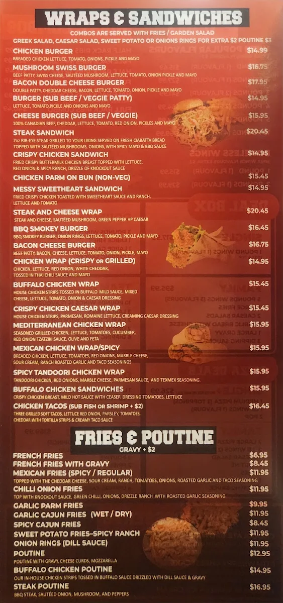 Menu, Wings Block