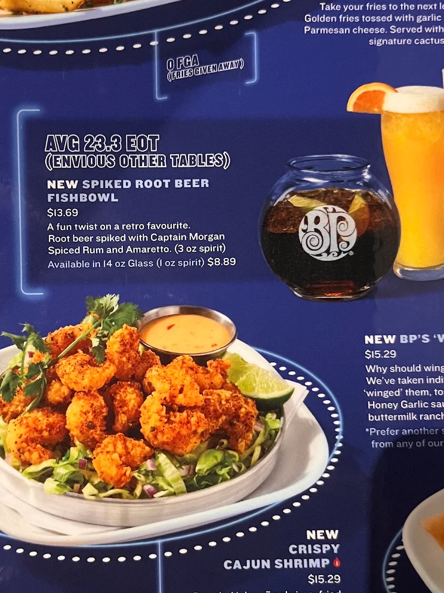 Menu, Boston Pizza