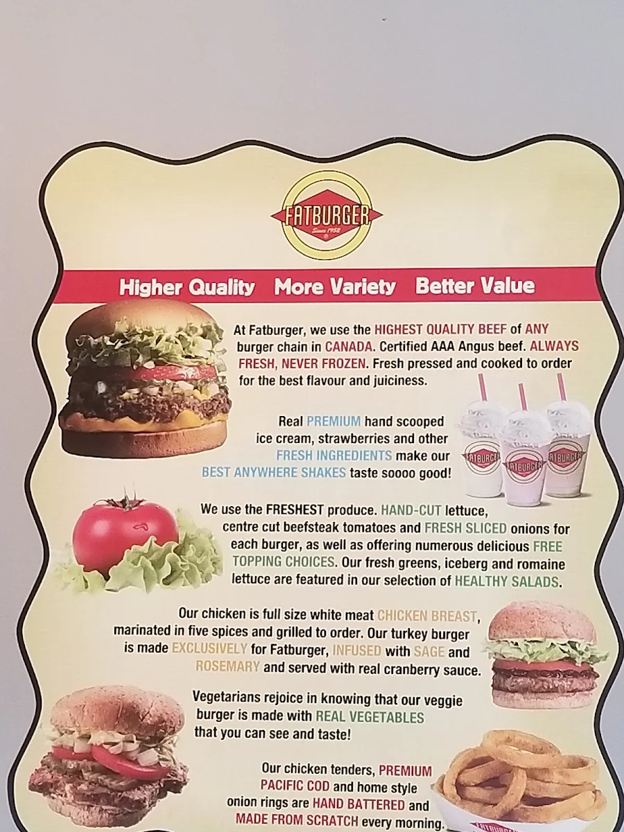 Menu, Fatburger