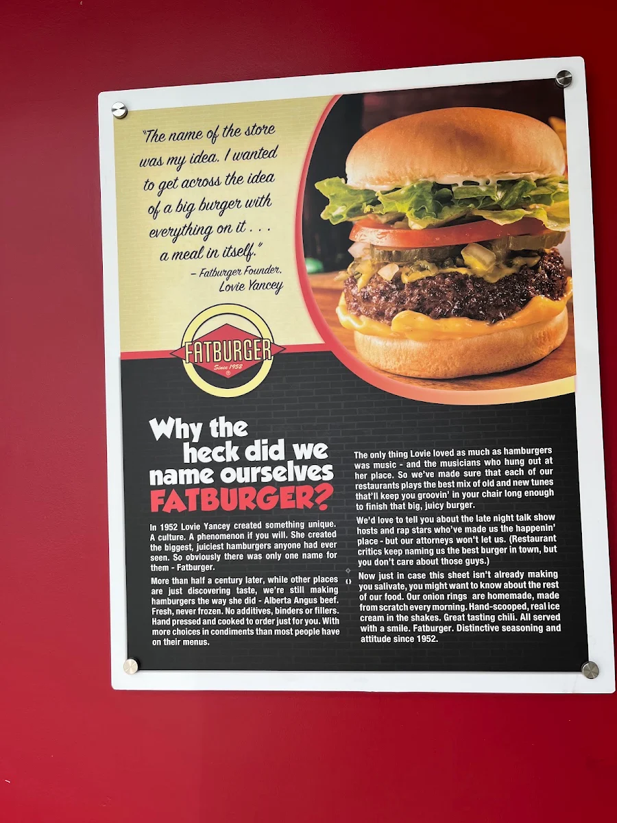 Menu, Fatburger