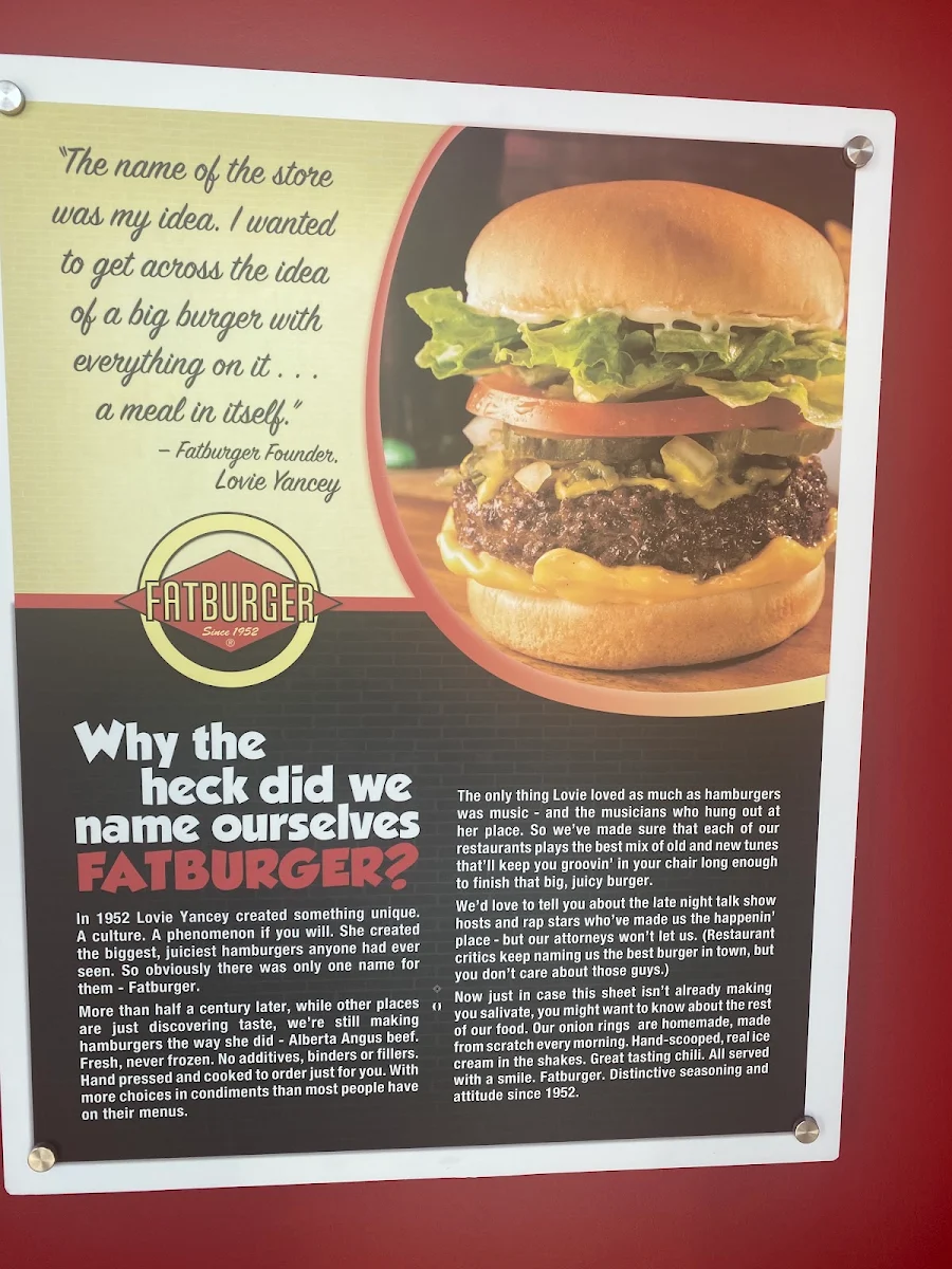 Menu, Fatburger
