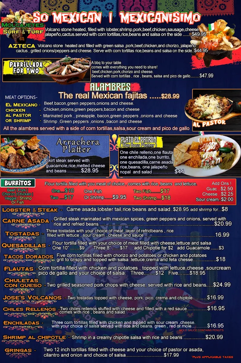 Menu, La Mexicanada Bradford