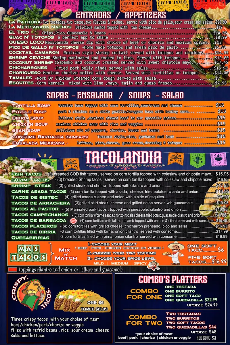 Menu, La Mexicanada Bradford