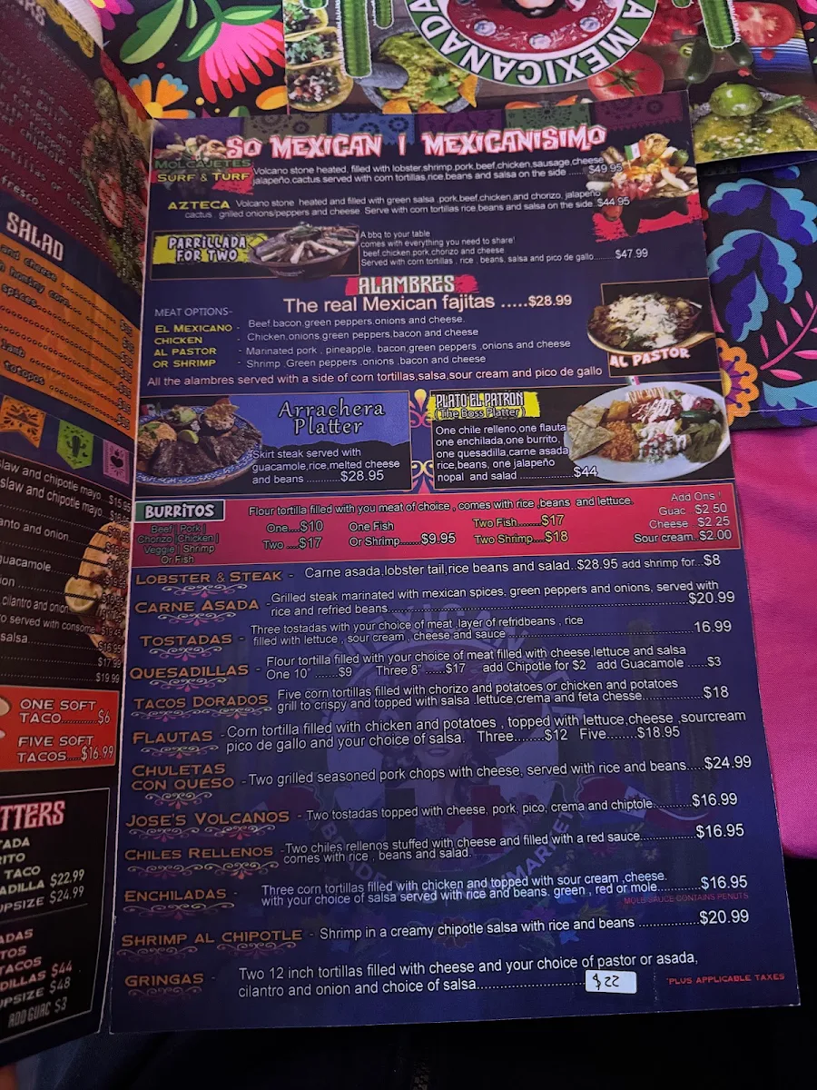 Menu, La Mexicanada Bradford
