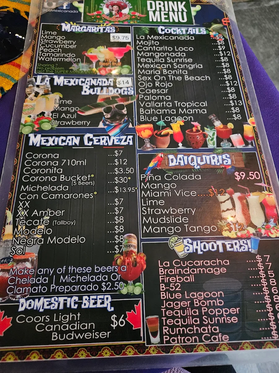 Menu, La Mexicanada Bradford