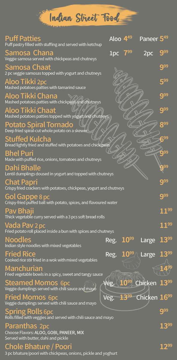 Menu, Samosa Place