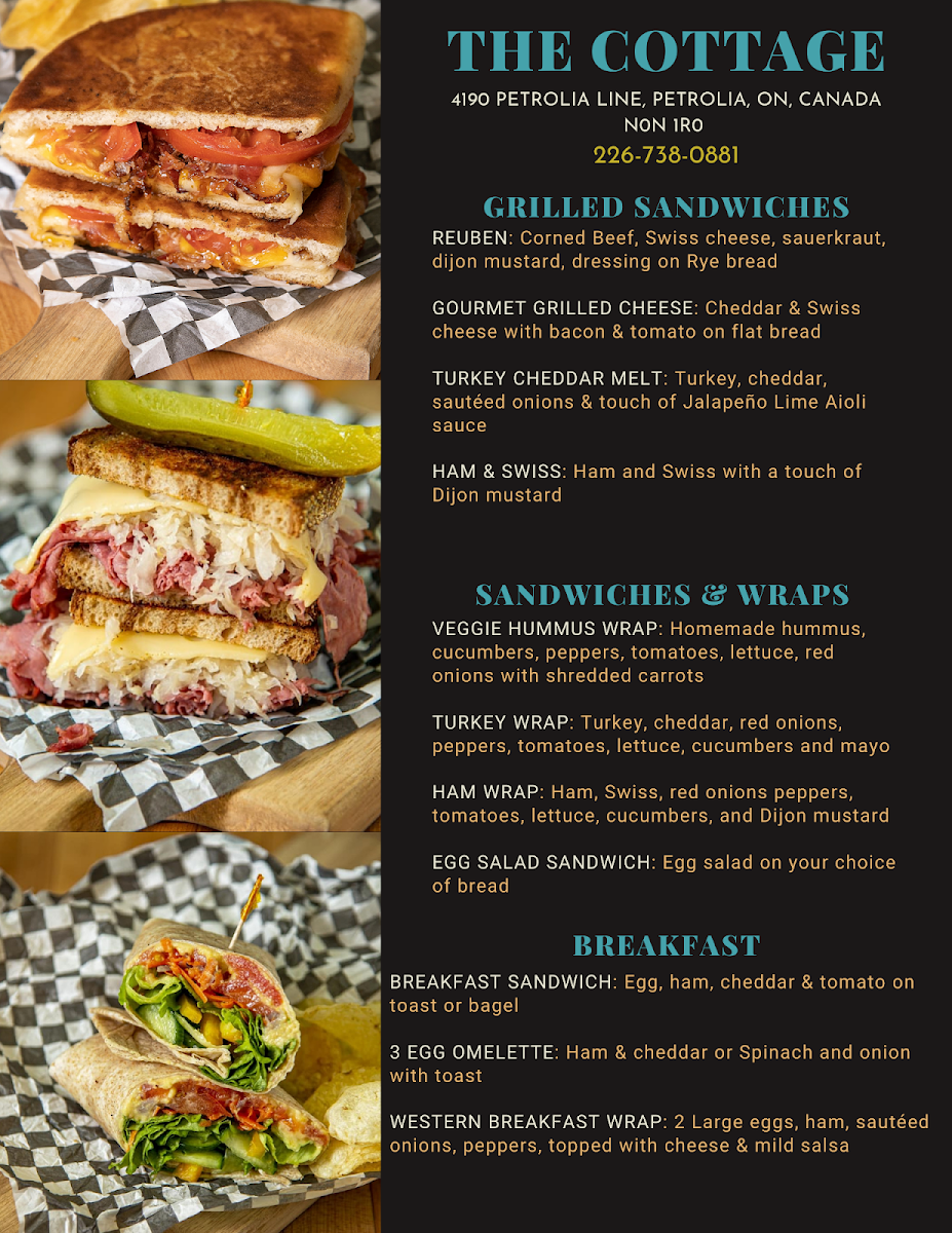 Menu, The Cottage Petrolia