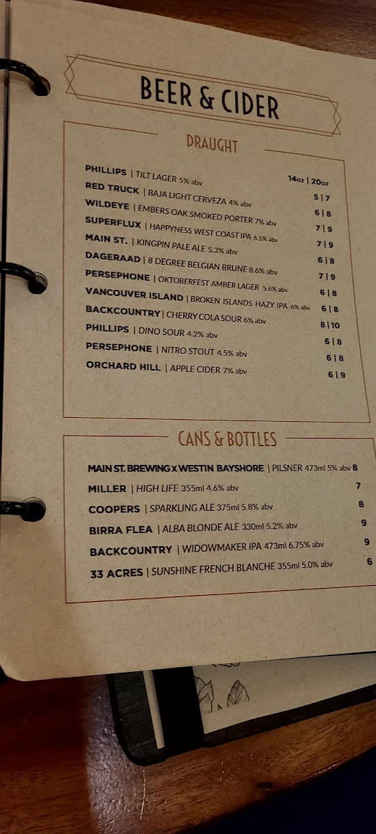 Menu, H2 Kitchen + Bar