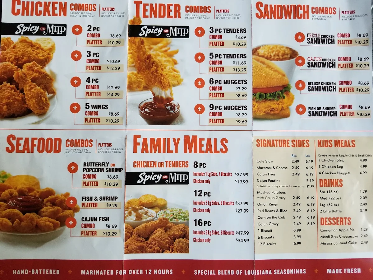 Menu, Popeyes Louisiana Kitchen