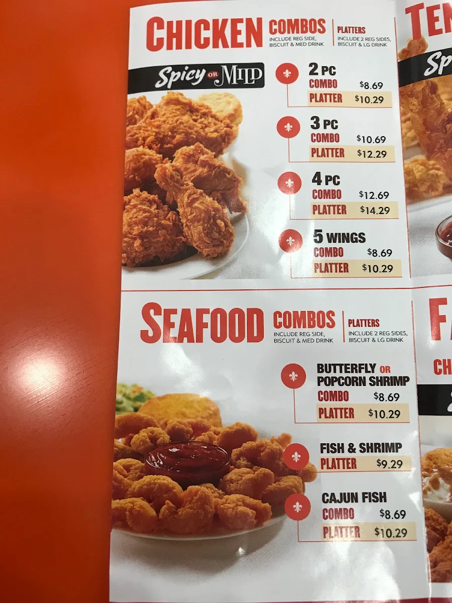 Menu, Popeyes Louisiana Kitchen