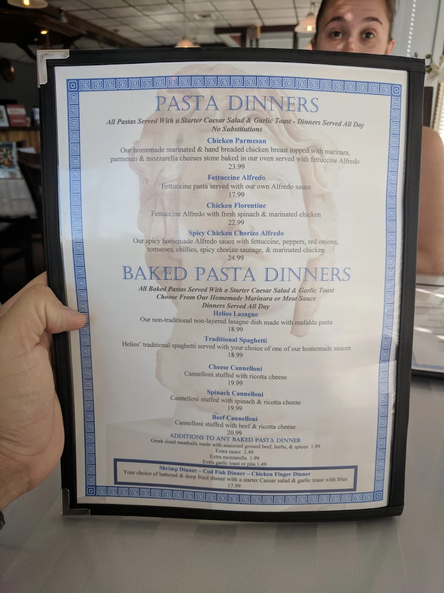 Menu, Helios Catering