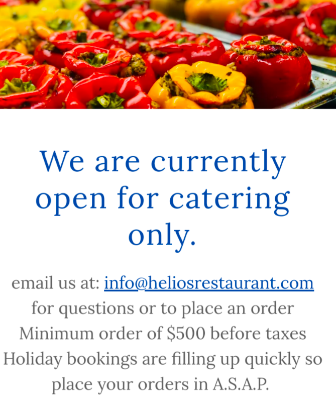 Menu, Helios Catering